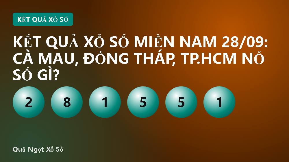 Kết quả xổ số miền Nam 28/09: Cà Mau, Đồng Tháp, TP.HCM nổ số gì?